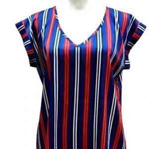 Express Striped Short-Sleeve Tunic Sz L